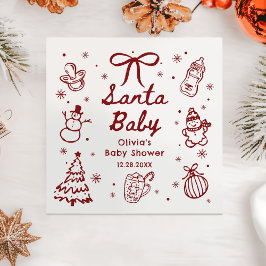 Servilleta De Papel Whimsical Red Hand Drawn Christmas Baby Shower