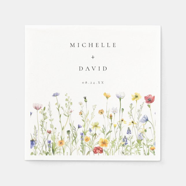 Servilleta De Papel Whimsical Rustic Wildflower Boda (Anverso)
