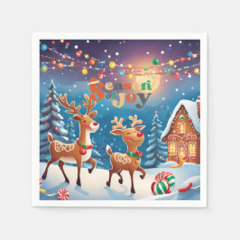 Servilleta De Papel Whimsical Season of Joy Reindeer Colourful Festive