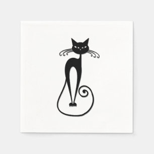 Servilleta De Papel Whimsical Skinny Black Cat