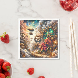 Servilleta De Papel Whimsical Steampunk Poinsettia Découpage Napkins