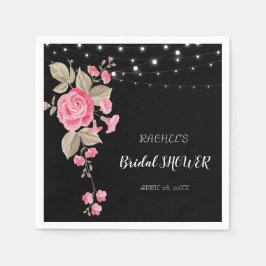 Servilleta De Papel Whimsical String Lights Black