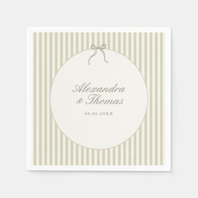 Servilleta De Papel Whimsical Stripe Green Wedding Napkins (Anverso)