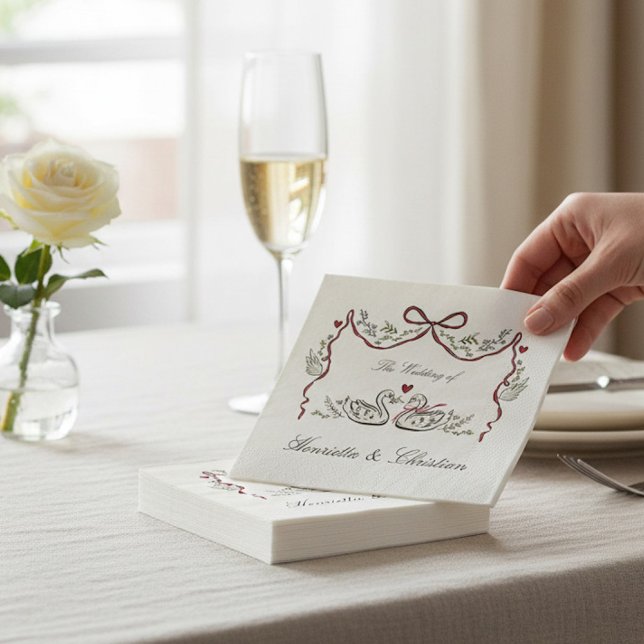 Servilleta De Papel Whimsical Swan Love Story Wedding Celebration  (Subido por el creador)