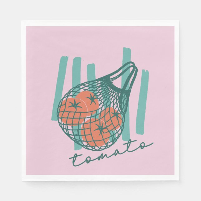 Servilleta De Papel Whimsical Tomatos Italy Farmers Market (Anverso)