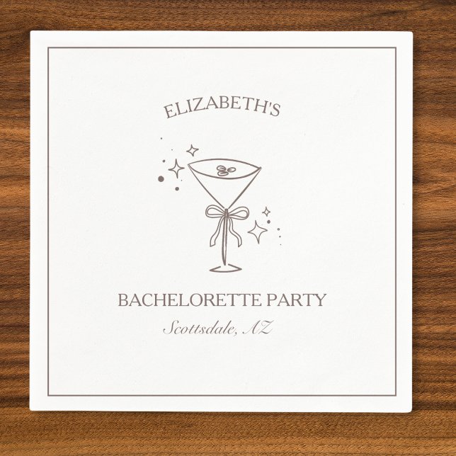 Servilleta De Papel Whimsical Trendy Fun Espresso Martini Bachelorette (Custom Espresso Martini Bachelorette Napkins for Trendy Chic Parties - Elegant and Personalized)