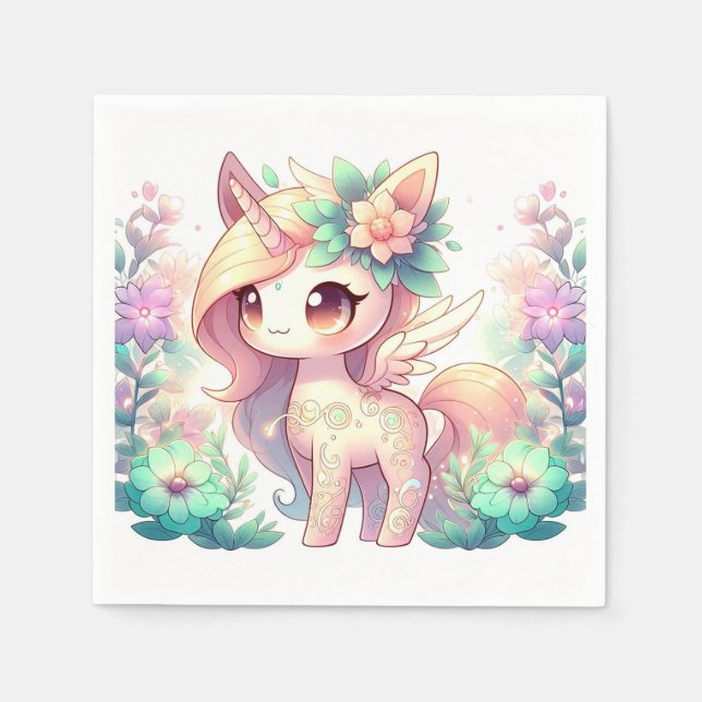 Servilleta De Papel Whimsical Unicorn Baby Shower (Anverso)