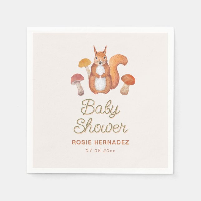 Servilleta De Papel Whimsical Watercolor Fall Tema Baby Shower (Anverso)