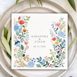 Servilleta De Papel Whimsical Watercolor Flores silvestres Boda Jardín