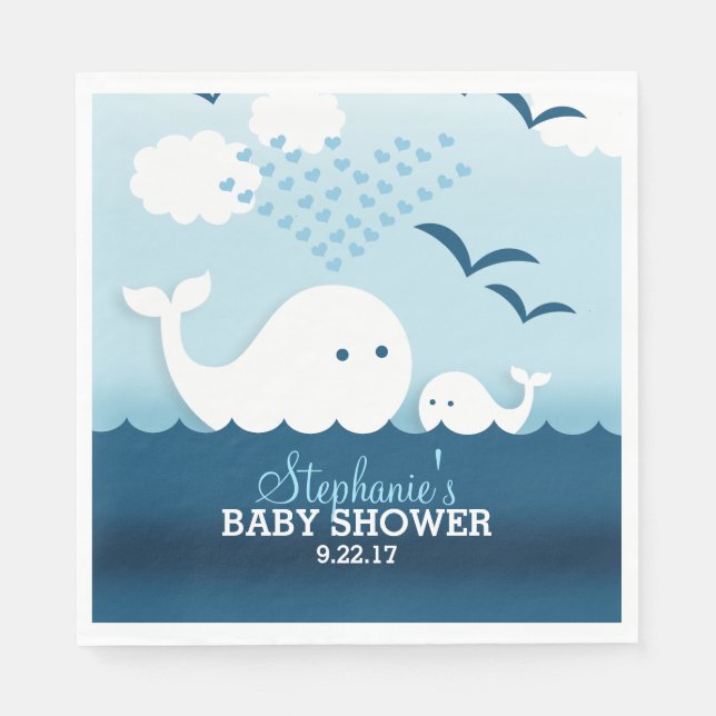 Servilleta De Papel Whimsical Whales (niño) Baby Shower (Anverso)