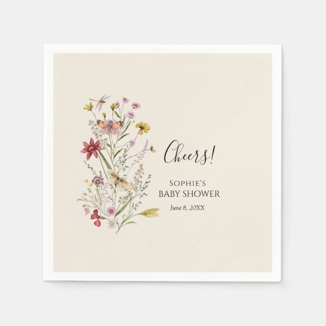 Servilleta De Papel Whimsical Wildflower Baby In Bloom (Anverso)