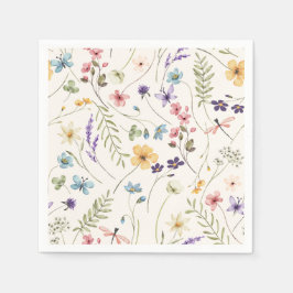 Servilleta De Papel Whimsical Wildflowers Meadow Wedding