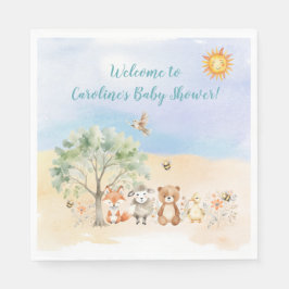Servilleta De Papel Whimsical Wildlife Animals Baby Shower