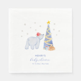 Servilleta De Papel Whimsical Winter Santa Polar Bear Baby Shower 