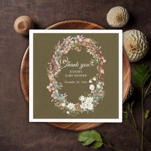 Servilleta De Papel Whimsical Woodland Floral Photo Baby Shower