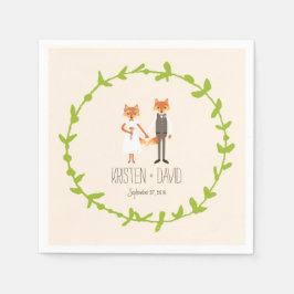 Servilleta De Papel Whimsical Woodland Foxes Ivory boda
