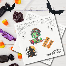 Servilleta De Papel Whimsical Zombie Pilot Airplane Kids Halloween