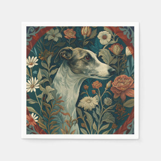 Servilleta De Papel Whippet Brindle and White William Morris Style