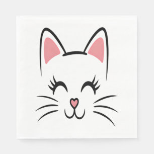 Servilleta De Papel Whiskers de Cat Face Imprimir Halloween
