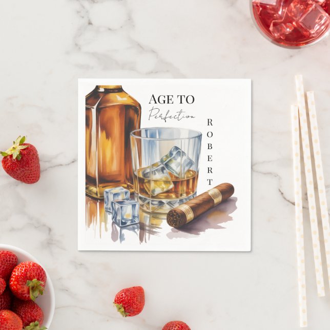 Servilleta De Papel Whiskey and Cigar Men’s Birthday Party (In situ)