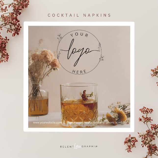 Servilleta De Papel Whiskey | Boho Flowers | Cóctel estético (Subido por el creador)