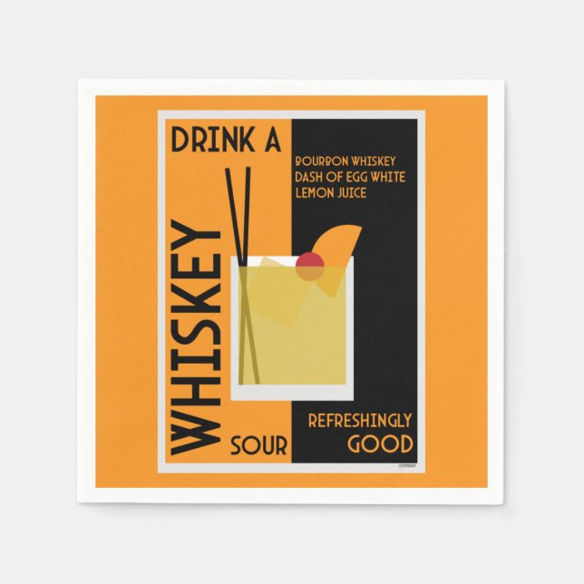 Servilleta De Papel Whiskey Sour Cocktail Napkin (Anverso)