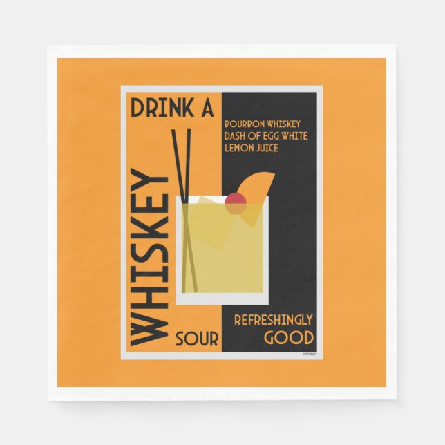 Servilleta De Papel Whiskey Sour Cocktail Napkin (Anverso)
