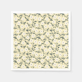 Servilleta De Papel Whispering Meadow - Butter Yellow Floral Pattern