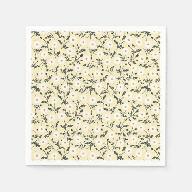 Servilleta De Papel Whispering Meadow - Butter Yellow Floral Pattern (Anverso)
