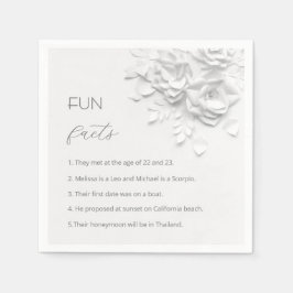 Servilleta De Papel White 3D Flowers Roses Fun Facts Wedding 