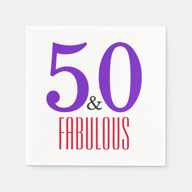 Servilleta De Papel White 50.ª fabulosa fiesta de cumpleaños (Anverso)