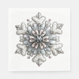 SERVILLETA DE PAPEL WHITE AND SILVER HOLIDAY WINTER SNOWFLAKES