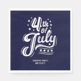 Servilleta De Papel White &Blue Fireworks BBQ Party