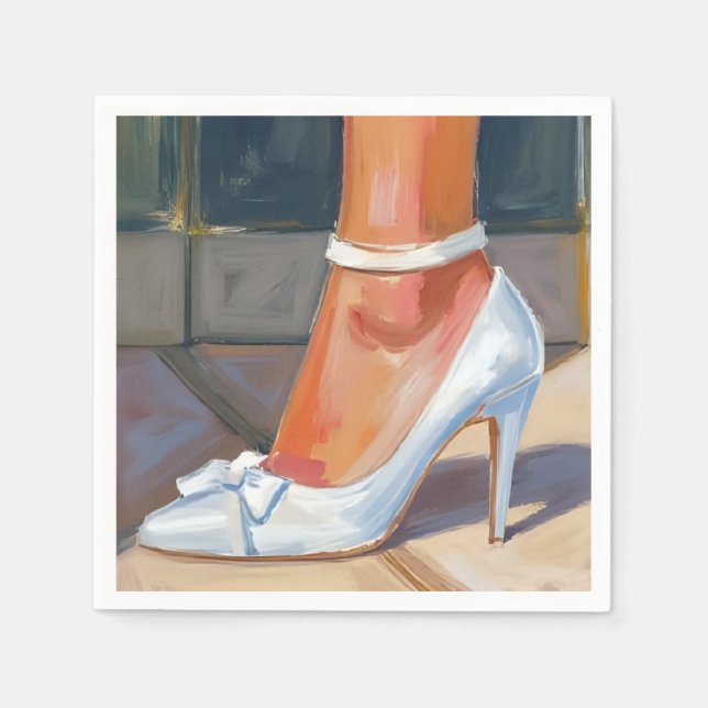 Servilleta De Papel White Bridal Heels Wedding (Anverso)