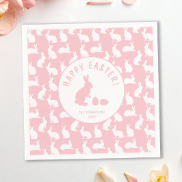 Servilleta De Papel White Bunny Pattern On Blush Pink Cute Easter