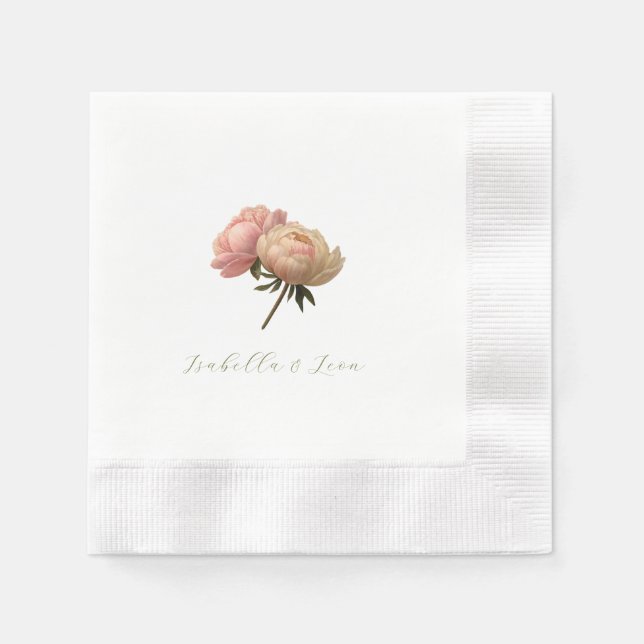 Servilleta De Papel White | Chic Floral Rose Wedding  (Anverso)