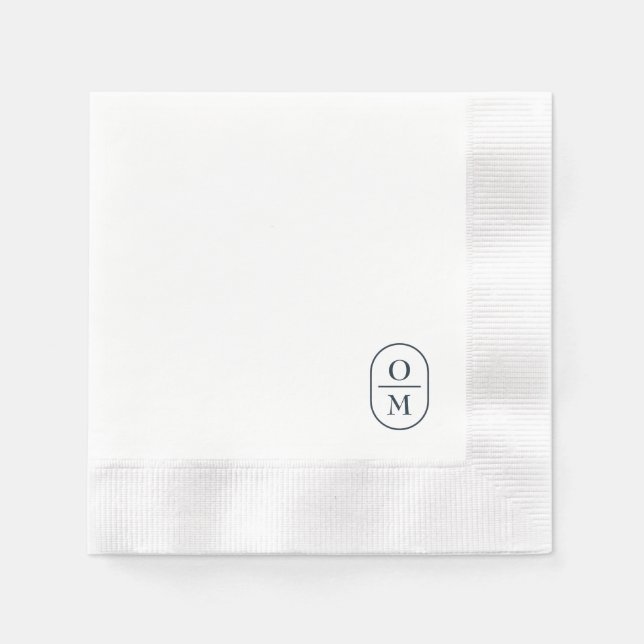 Servilleta De Papel White | Chic Typography Minimal Monogram Wedding (Anverso)