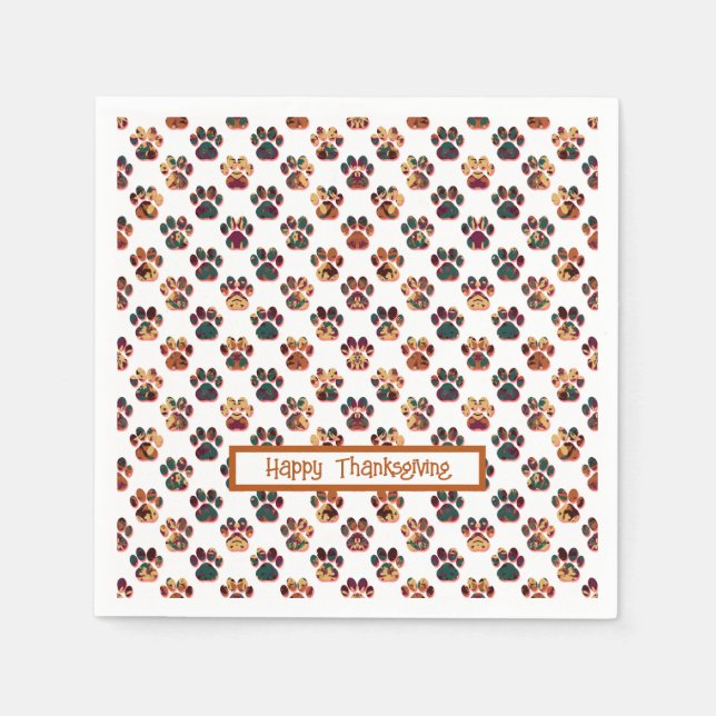 Servilleta De Papel White de la sección de acción de gracias de la sil (Anverso)