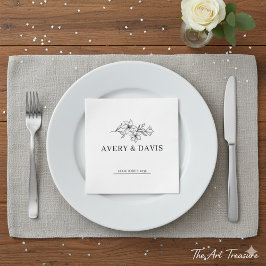 Servilleta De Papel White Elegant Minimalist Botanical