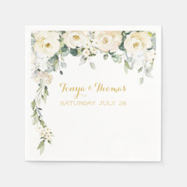 Servilleta De Papel White Peony Epiphany Boda Cocktail Napkins