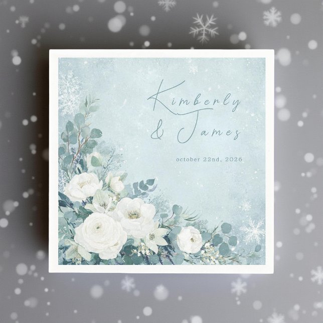 Servilleta De Papel White Roses Hellebores Silver Eucalyptus Wedding (Subido por el creador)