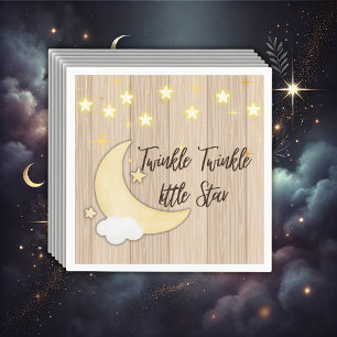 Servilleta De Papel White Wood Twinkle Twinkle Little Star Baby Shower