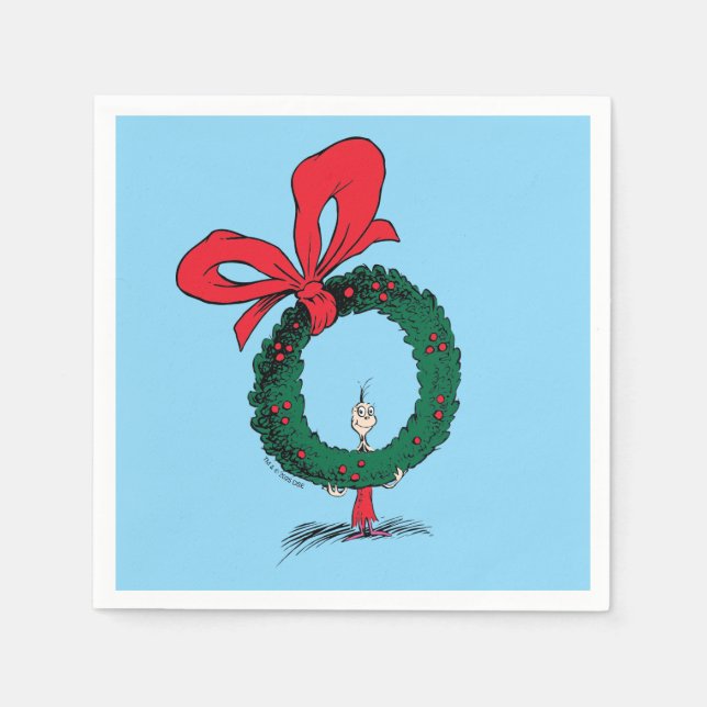 Servilleta De Papel Who Peeking Through Christmas Wreath (Anverso)