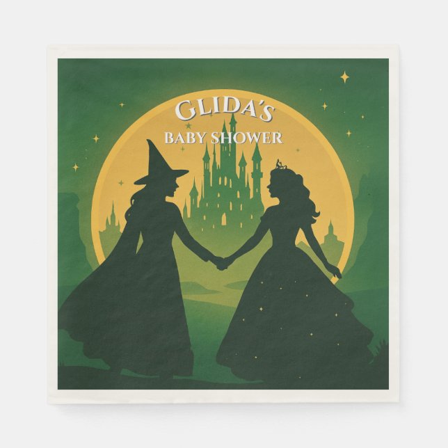 Servilleta De Papel Wicked Baby Shower Napkins- Elphaba & Glinda Party (Anverso)