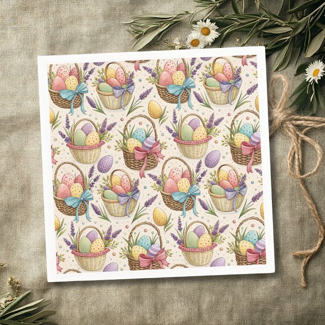 Servilleta De Papel Wicker Basket Easter Eggs with Lavender (Subido por el creador)