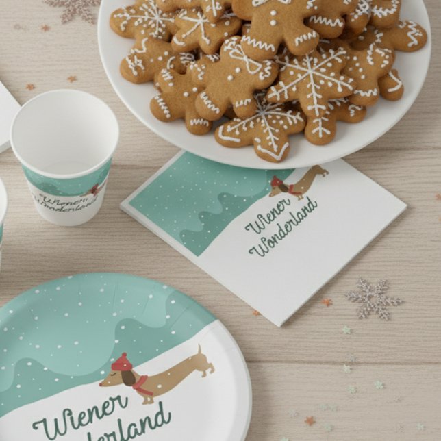 Servilleta De Papel Wiener Wonderland Dachshund Navidad Doxie (Wiener Wonderland Dachshund Christmas Doxie Napkins)