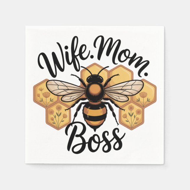 Servilleta De Papel Wife. Mom. Boss (Anverso)
