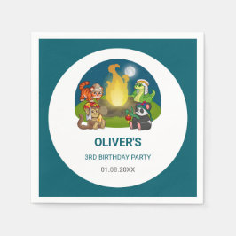 Servilleta De Papel Wild Animals Jungle Night Camping Birthday Party 