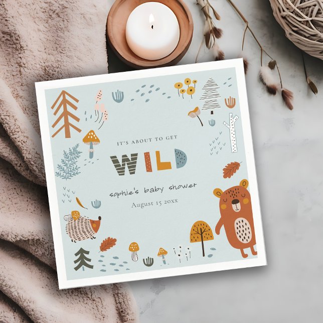 Servilleta De Papel Wild Dusky Blue Woodland Animals Baby Shower (Subido por el creador)