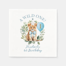 Servilleta De Papel Wild One Birthday Lion Boy Birthday Floral Bow tie